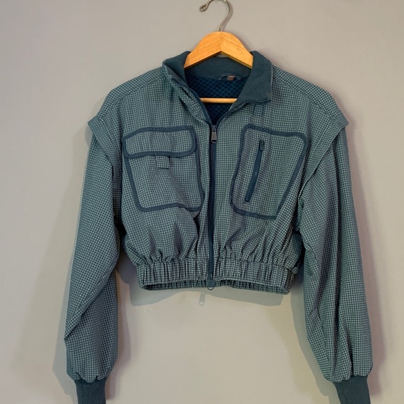 FP Movement by Free People Jackets & Blazers - Free People Movement 40 Love Cropped Size Small Blue Checkered Jacket